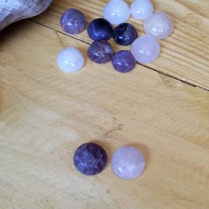 Ombligueras de amatista y cuarzo rosa