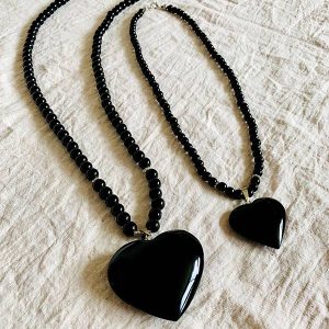 Obsidiana 14 Corazon de Obsidiana en collar y colgante